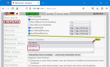 Vollständige Serverliste auf jedem beteiligten IBH Link UA prüfen.